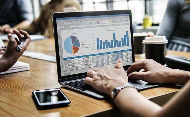 data presented on a computer screen