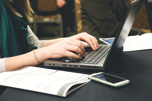 female working on computer