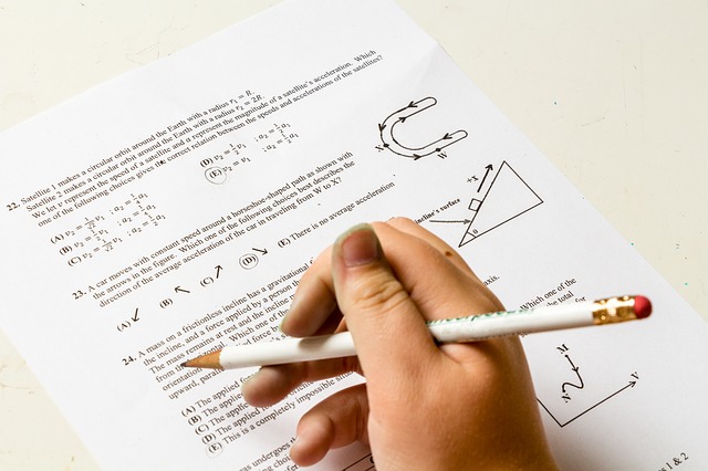 student taking an exam