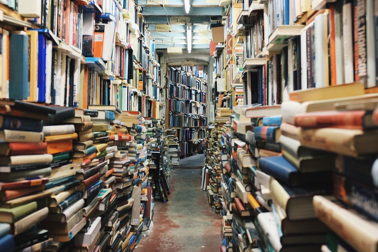 stacks and stacks of book in the library